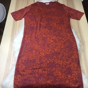 Lularoe Damask Orange & Purple Julia Dress 2X